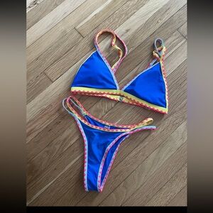 Blue & Hot Pink & Yellow Skimpy Bikini
